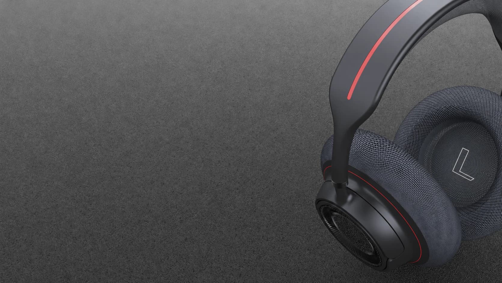 Textile ear cushion and curved headphone yoke